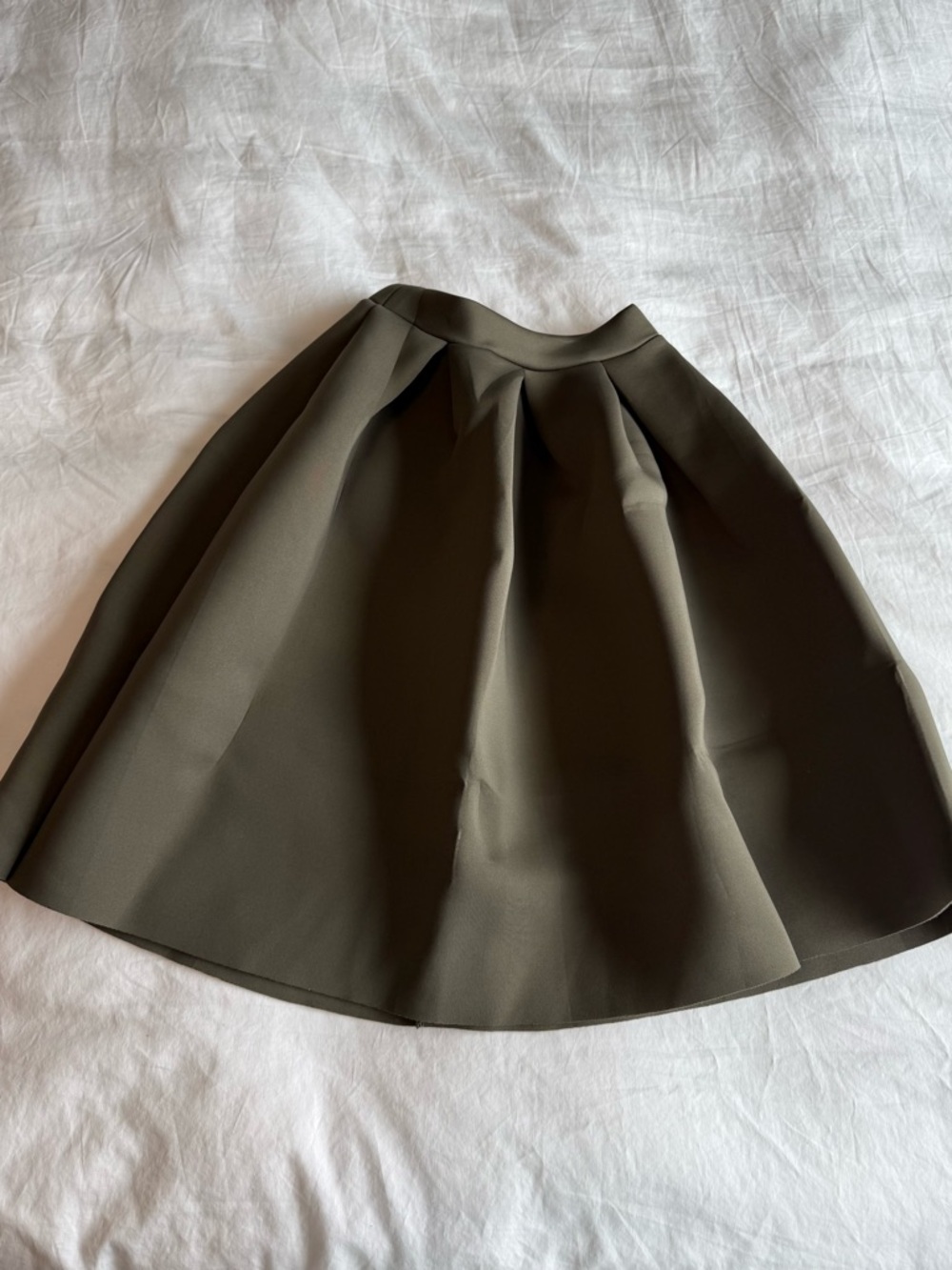 Olive A-Line Pleated Women's Skirt